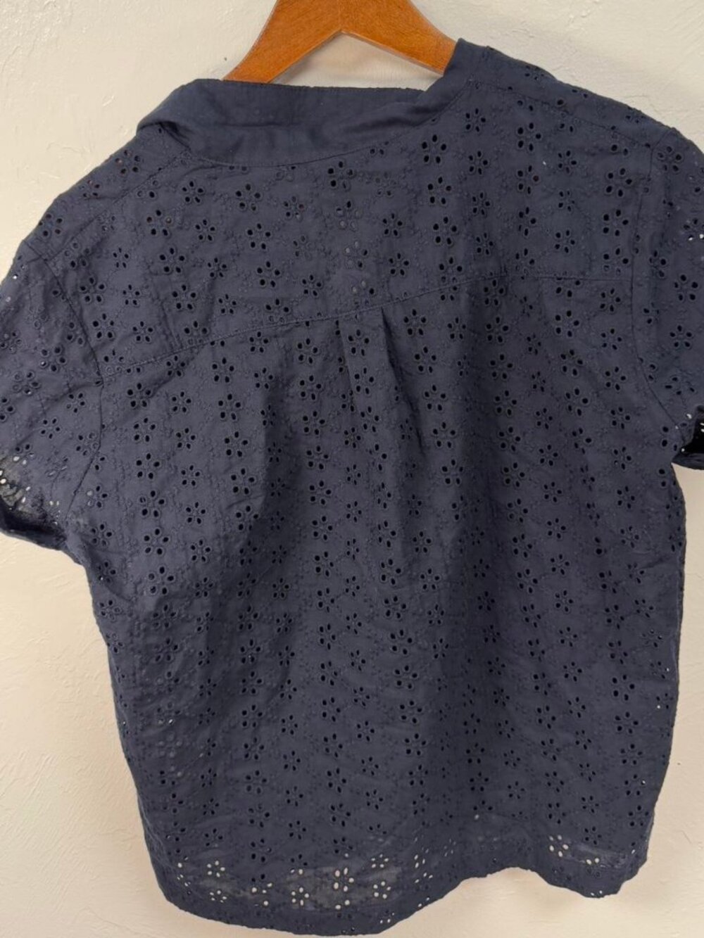 Banana Republic Women's Navy and Blue Eyelet Blouse